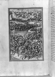 HB V 52 fol. 70v Illustration de la bataille de Lechfeld, de la Chronique d